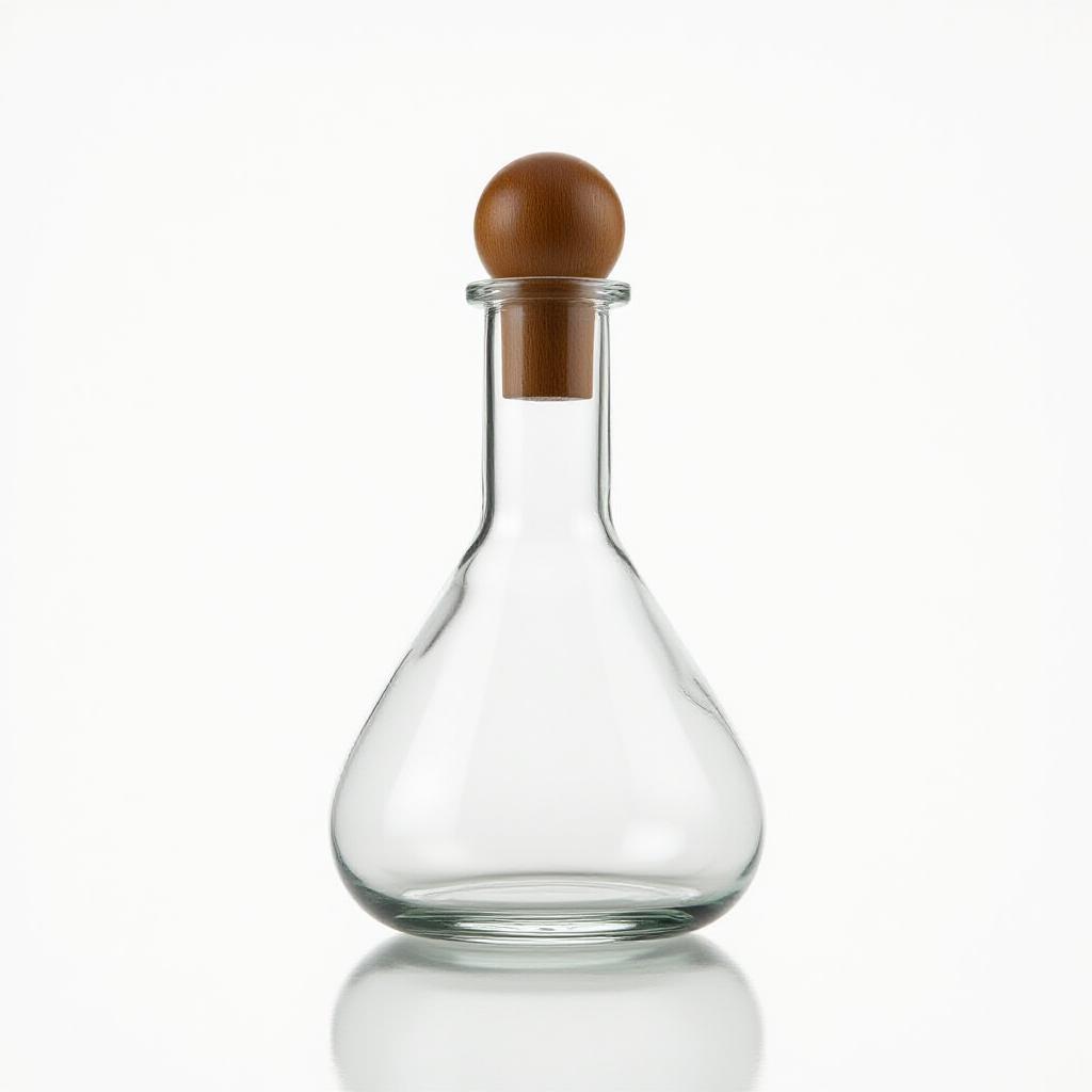 Minimalist glass carafe with geometric stopper